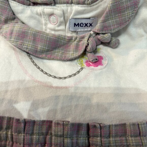 Vtg‎ Mexx Baby Dress Long Sleeve | Peter Pan Collar | Plaid Skirt | 6-9M Mauve - Picture 4 of 7
